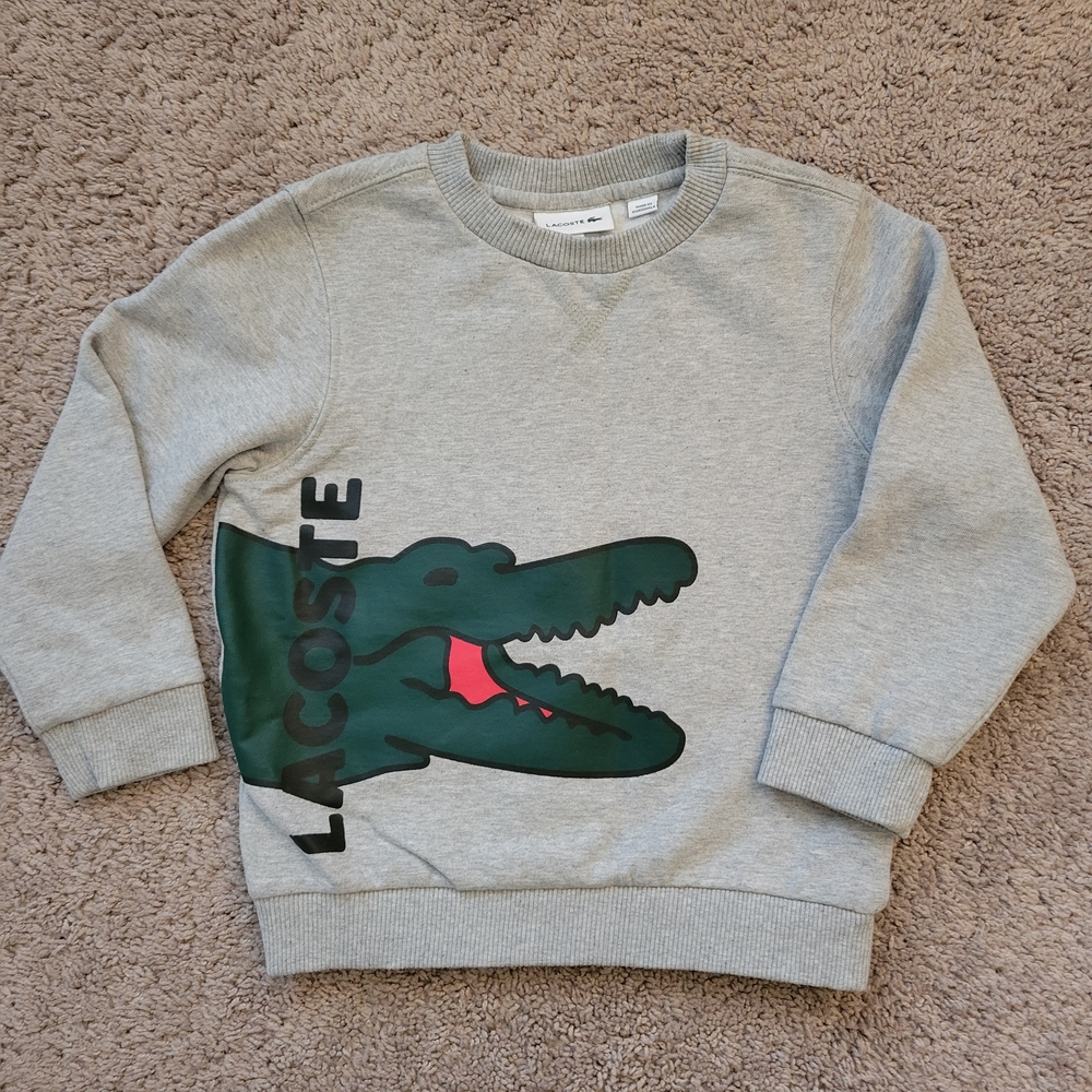Lacoste Kids Gray and Green Crocodile Sweatshirt